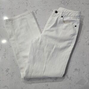 Talbots Petites White Straight Leg Jeans Red Pocket Embroidery Womens 4P Stretch